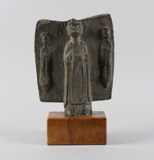 A CHINESE GREY STONE BUDDHIST STELE