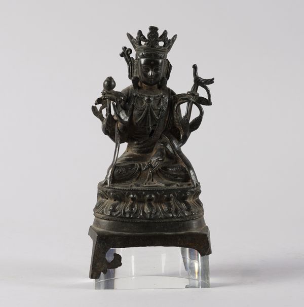 A CHINESE BRONZE FIGURE OF A BODHISATTVA