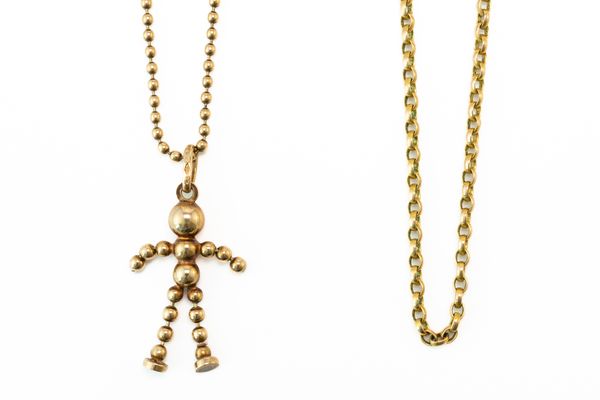 TWO GOLD NECKCHAINS AND A PENDANT (3)