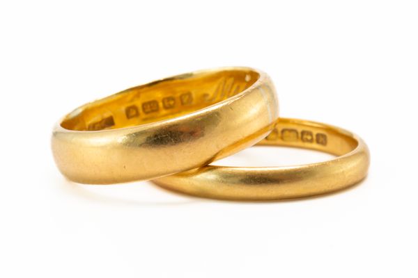 TWO 22CT GOLD WEDDING RINGS (2)