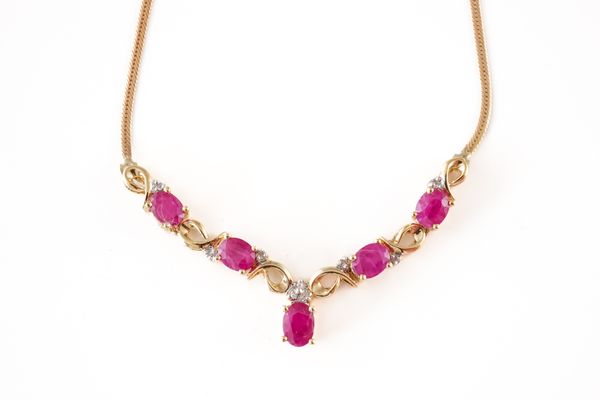 A RUBY AND DIAMOND NECKLACE