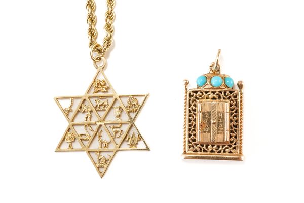 TWO GOLD PENDANTS AND A 9CT GOLD ROPETWIST LINK NECKCHAIN (3)