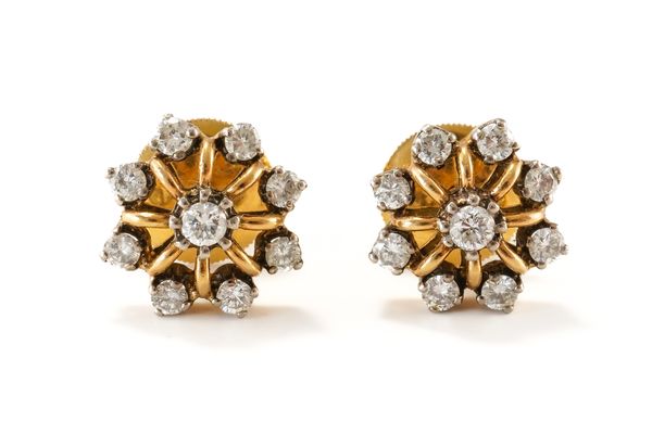 A PAIR OF DIAMOND CLUSTER EARRINGS