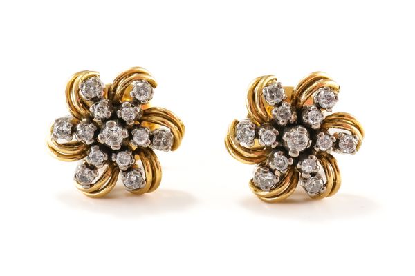 A PAIR OF DIAMOND CLUSTER EARRINGS