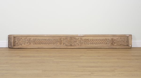 A LOUIS XVI STYLE CARVED PINE RECTANGULAR FRIEZE PANEL