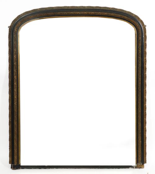 A VICTORIAN GILT FRAMED ARCH TOP OVERMANTEL MIRROR