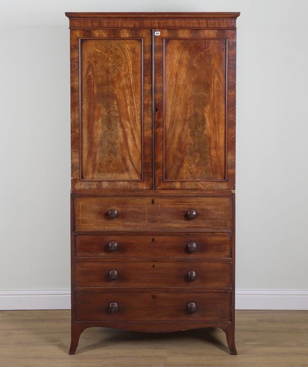 A MID-18TH CENTURY MAHOGANY LINEN PRESS