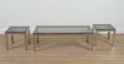 A MID-20TH CENTURY  ITALIAN CHROME GLASS RECTANGULAR COFFEE TABLE (3)
