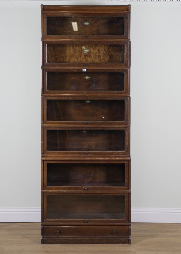 GLOBE-WERNICKE; A MID-20TH CENTURY SEVEN TIER OAK GLAZED BOOKCASE