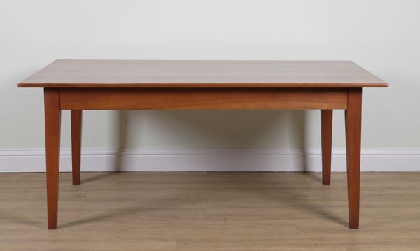 A 20TH CENTURY FRENCH FRUITWOOD RECTANGULAR KITCHEN TABLE