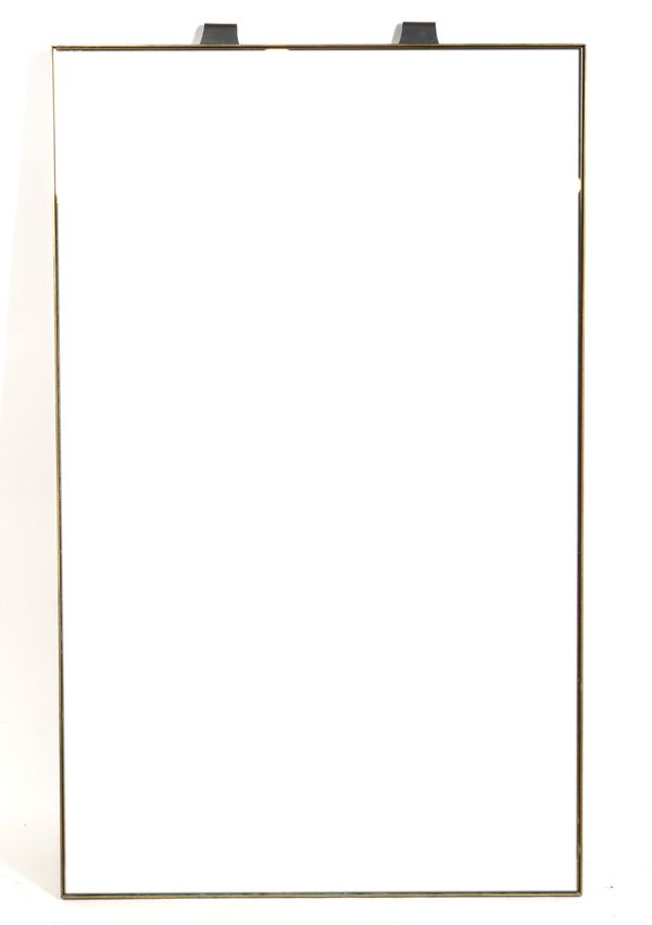 A MODERN BRASS FRAMED RECTANGULAR WALL MIRROR