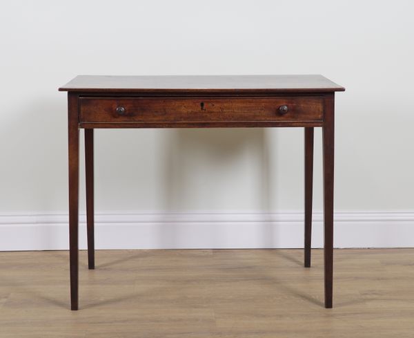 A GEORGE III MAHOGANY SINGLE DRAWER SIDE TABLE