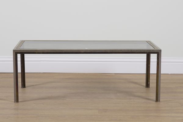 RENATO ZEVI FOR ROMEO REGA; A MID-20TH CENTURY ITALIAN CHROME AND GLASS RECTANGULAR COFFEE TABLE