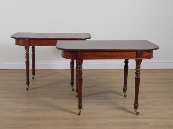 A PAIR OF 19TH CENTURY MAHOGANY D-END TABLE ENDS (2)