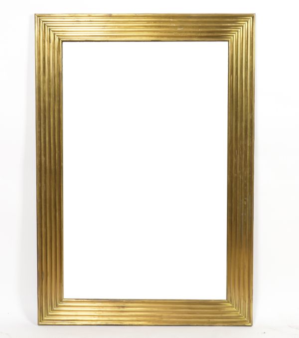 A MODERN GILT FRAMED RECTANGULAR WALL MIRROR (2)