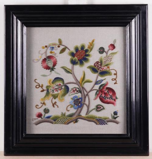 A 17TH CENTURY STYLE EMBROIDERED NEEDLEWORK