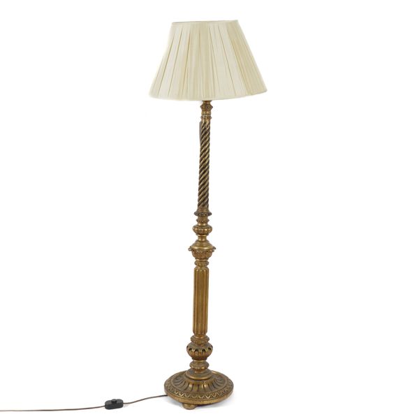 A GILT-WOOD AND GESSO FLOOR STANDING LIGHT