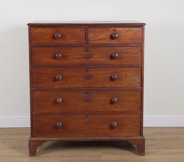 A VICTORIAN MAHOGANY SIX DRAWER CHEST