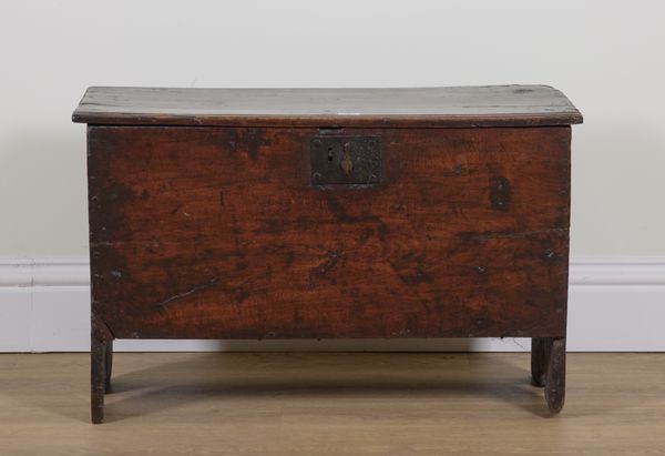 A 17TH CENTURY OAK FIVE PLANK COFFER