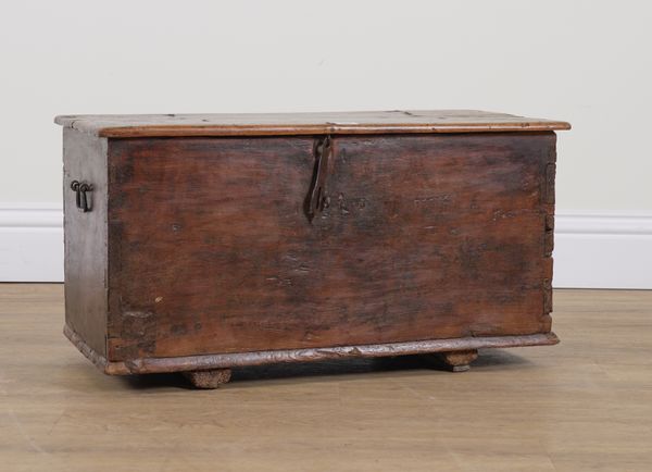 A 17TH CENTURY OAK PLANK COFFER