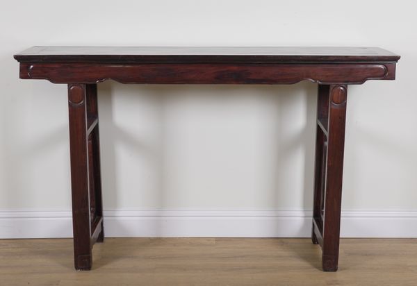 A LATE 19TH CENTURY CHINESE EXPORT HARDWOOD ALTAR TABLE