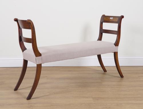 A MAHOGANY FRAMED DOUBLE CHAIR BACK WINDOW SEAT