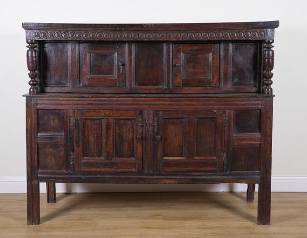 A 17TH CENTURY OAK COURT CUPBOARD