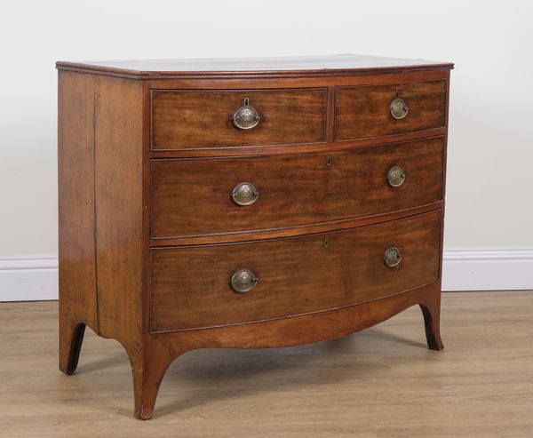 A REGENCY MAHOGANY BOWFRONT FOUR DRAWER CHEST