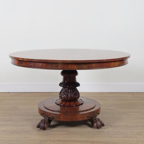 A REGENCY CIRCULAR SNAP TOP CENTRE TABLE
