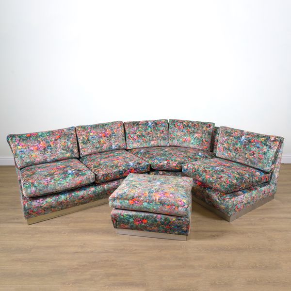 "RENOIR" VELVET CORNER SOFA PIERRE FOLIE, JACQUES CHARPENTIER; 20TH CENTURY SECTIONAL CORNER SOFA (2)
