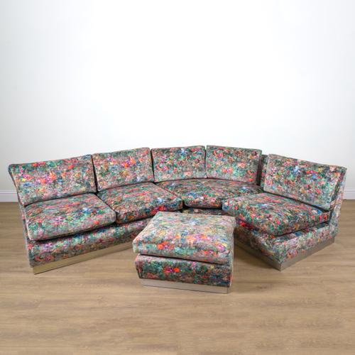 "RENOIR" VELVET CORNER SOFA PIERRE FOLIE, JACQUES CHARPENTIER; 20TH CENTURY SECTIONAL CORNER SOFA (2)