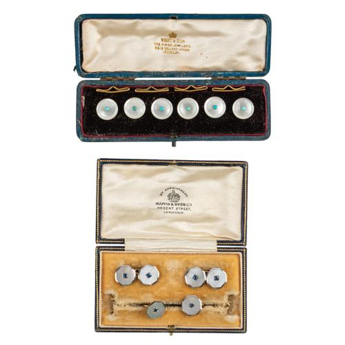 A SET OF SIX BUTTONS AND A PART DRESS SET