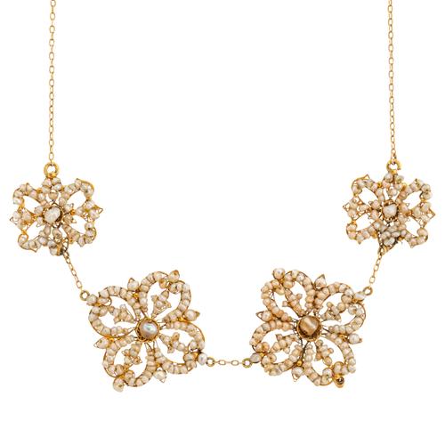 A SEED PEARL FILIGREE NECKLACE