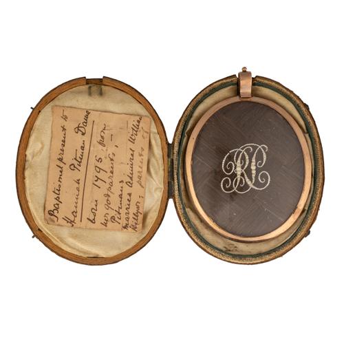 A HAIRWORK OVAL PENDANT LOCKET