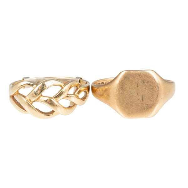 TWO 9CT GOLD RINGS (2)