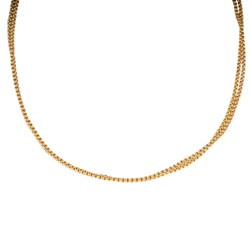A GOLD LONG GUARD MUFF CHAIN