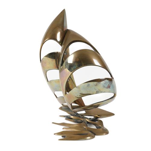 BOB BENNETT (AMERICAN, 1928-2003): A POLISHED BRONZE SCULPTURE OF A YACHT