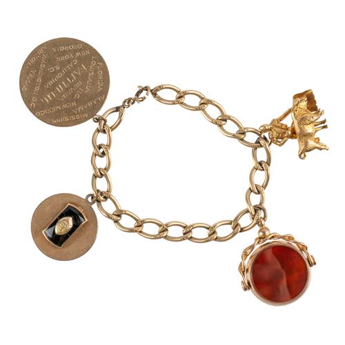 A CURB LINK CHARM BRACELET