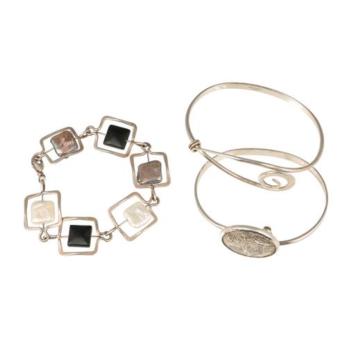 TWO ED LEVIN SILVER BANGLES AND ONE ED LEVIN BRACELET (3)