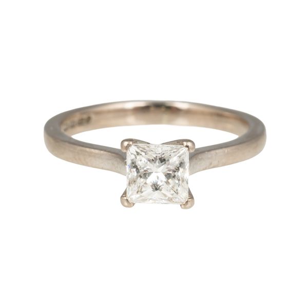 A PRINCESS CUT SOLITAIRE RING