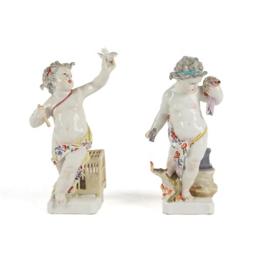 TWO BERLIN PORCELAIN FIGURES OF `AIR' AND `FIRE' (2)