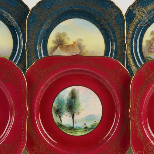 THREE ROYAL WORCESTER SQUARE SHAPED PLATES (6)
