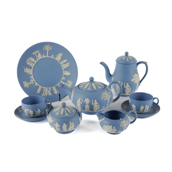 A WEDGWOOD BLUE JASPER PART TEA AND COFFEE SERVICE (12)