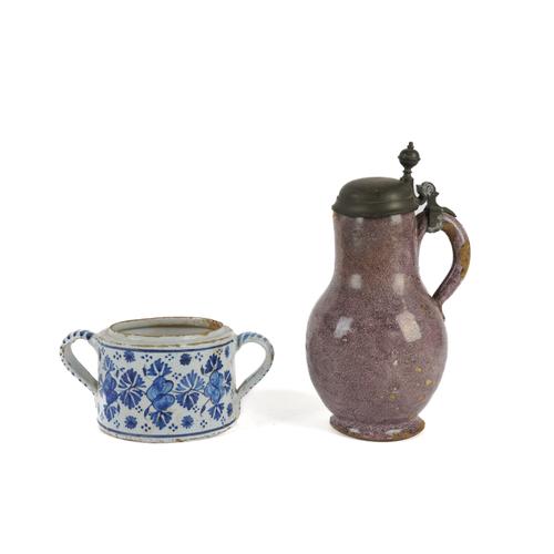 A DUTCH DELFT BLUE AND WHITE TWO-HANDLED POSSET POT (2)