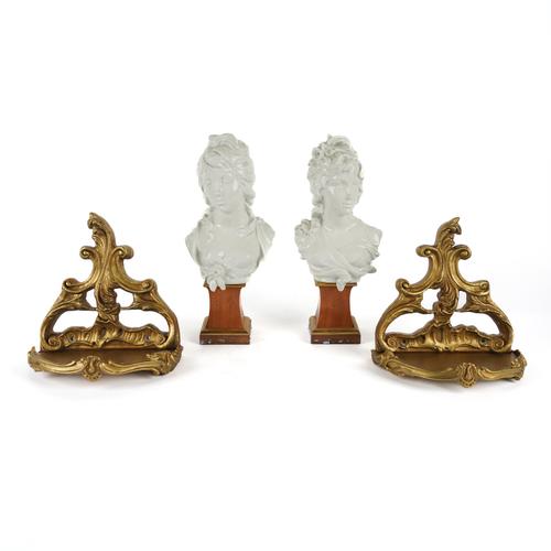 A PAIR OF ROYAL WORCESTER WHITE GLAZED BUSTS OF 'NIGHT' AND 'DAY' (4)