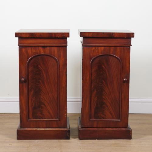 A PAIR OF MAHOGANY BEDSIDE PEDESTAL CUPBOARDS (2)