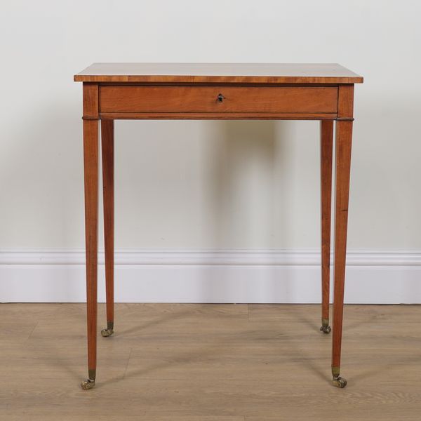 A SMALL GEORGE III SATINWOOD SINGLE DRAWER SIDE TABLE