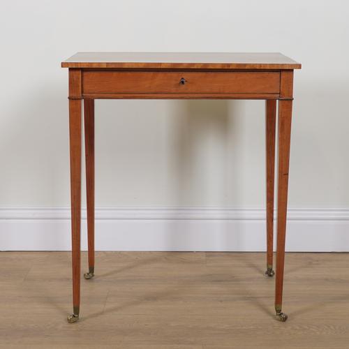 A SMALL GEORGE III SATINWOOD SINGLE DRAWER SIDE TABLE