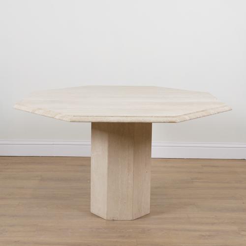 AN ITALIAN WHITE MARBLE OCTAGONAL CENTRE TABLE