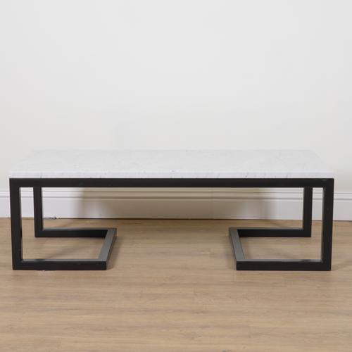 A 20TH CENTURY RECTANGULAR MARBLE TOP COFFEE TABLE